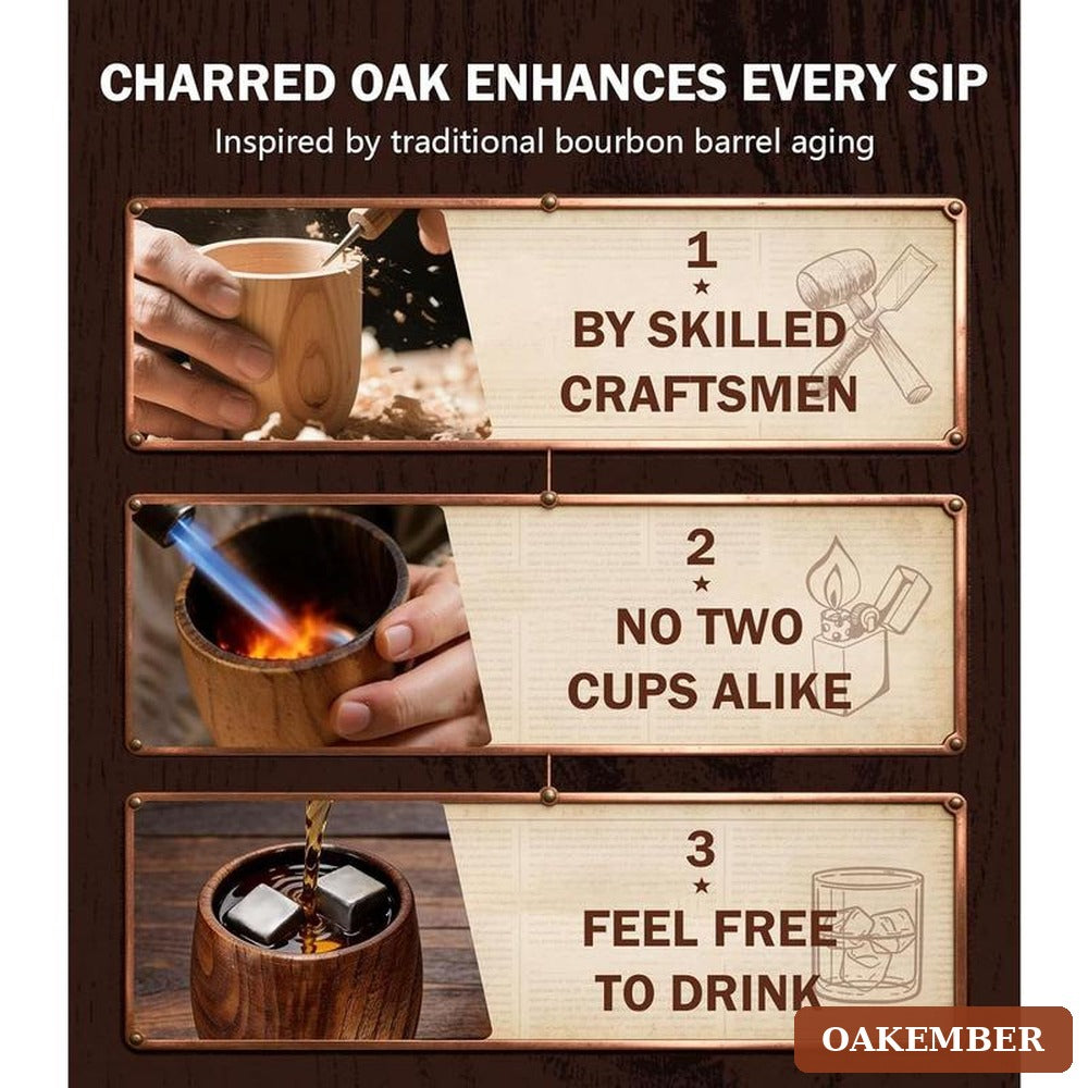 Oakember charred oak whiskey glasses gift set - image 3